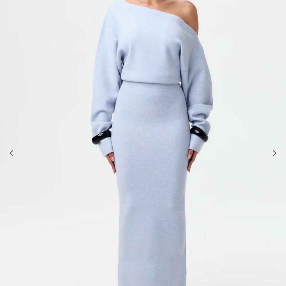 Naked wardrobe Off-Shoulder Blue Dress